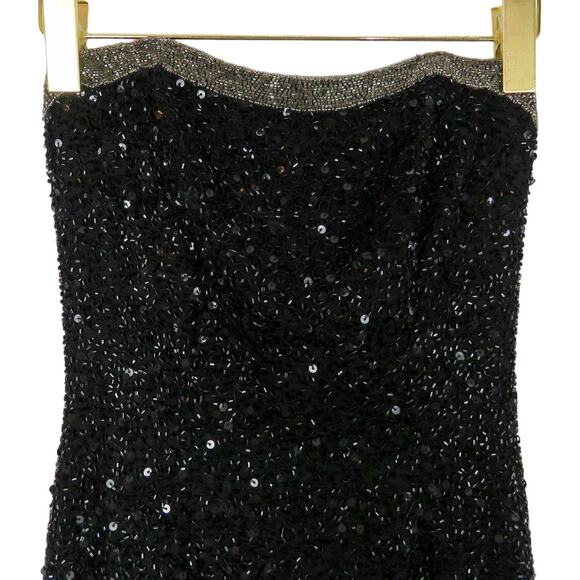 Panoply Atlanta Black Strapless Beaded Sequin Maxi Dress Prom Gown 10 Sparkly - Picture 6 of 10